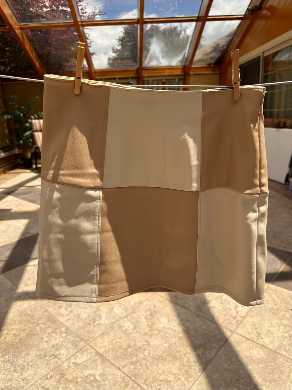 Neutral Colorblock Mini Skirt - Beige & Cream